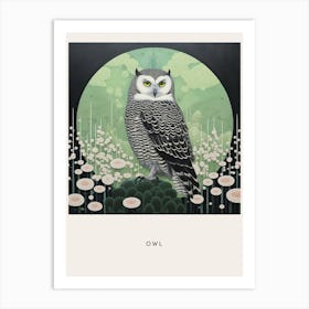 Ohara Koson Inspired Bird Painting Owl 1 Poster Art Print
