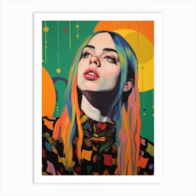 Billie Eilish Colour Pop Art Portrait 5 Art Print