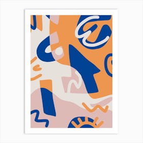 Abstract Shapes In Blue And Orange Art Print