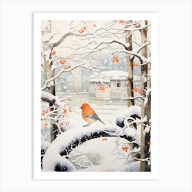 Winter Bird Painting Finch 1 Art Print