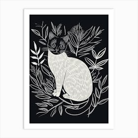 Siamese Cat Minimalist Illustration 3 Art Print