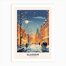 Winter Night  Travel Poster Glasgow United Kingdom 2 Art Print