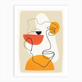 Abstract Face Line Design 01 Art Print