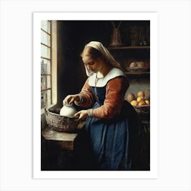 Girl With A Basket. The Milkmaid, Johannes Vermeer, Rijksmuseum, Amsterdam Art Print