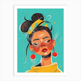 Girl With Earrings Art Print