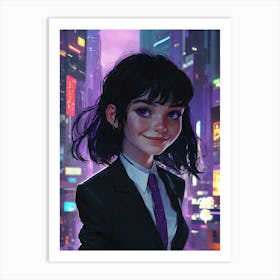 Anime Girl In A Suit Art Print