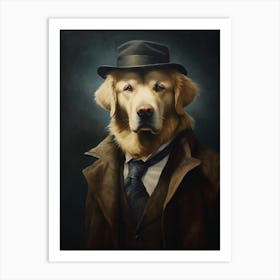Gangster Dog Golden Retriever Art Print