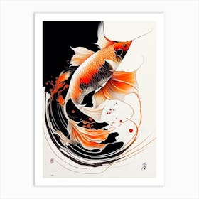Shusui Koi 1, Fish Minimal Line Drawing Art Print