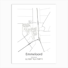 Emmeloord,Netherlands Minimalist Map Art Print