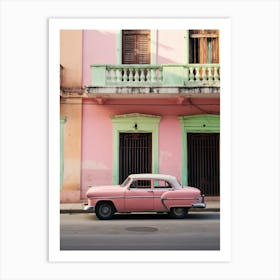 Pink Vintage car in Cuba 1 Art Print