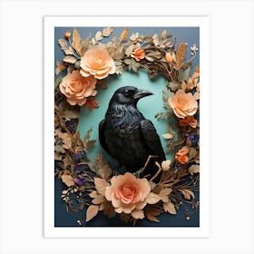 Crow In A Wreath 7 Art Print