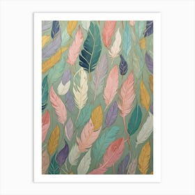 Pastel Feather Pattern Art Print