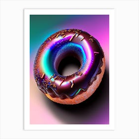 Chocolate Coconut Donut Holographic 1 Art Print