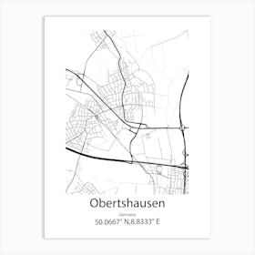 Obertshausen,Germany Minimalist Map Art Print