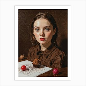 Girl With Cupcakes Art Print