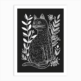 Chausie Cat Minimalist Illustration 1 Art Print