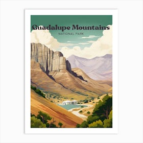 Guadalupe Mountains National Park Texas Hiking Travel Illustration Art Print