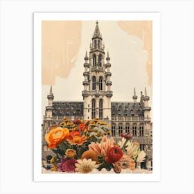 Belgium   Floral Retro Collage Style 2 Art Print