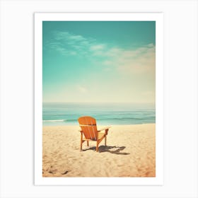 Beach Chair Orange Summer Photography Art Print