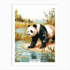 Giant Panda Standing On A River Bank Poster 1 Art Print