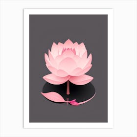 A Pink Lotus In Minimalist Style Vertical Composition 7 Art Print