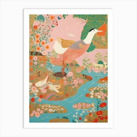 Maximalist Bird Painting Duck 2 Art Print