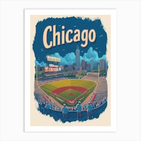 Aihrgdesign A Retro Travel Poster For Chicago Featuring The H 3f6da962 81eb 4ee1 8a70 3bda82c567ea 3 Art Print