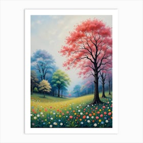 Trees And Flowers Art Print