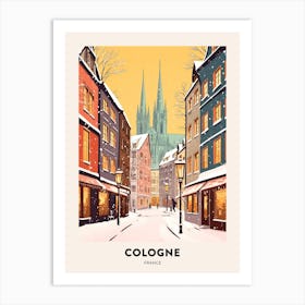 Vintage Winter Travel Poster Cologne France 1 Art Print