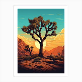  Retro Illustration Of A Joshua Tree In Mountain 3 Art Print