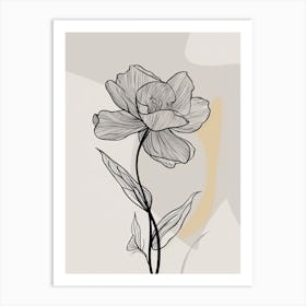 Daffodils Line Art Flowers Illustration Neutral 3 Art Print