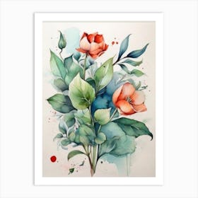 Watercolor Of Flowers 2 Art Print