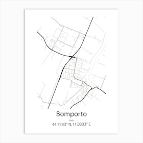 Bomporto,Italy Minimalist Map Art Print