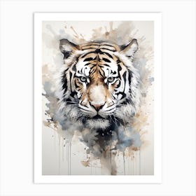 Tiger Art In Ink Wash Painting Style 2 Art Print