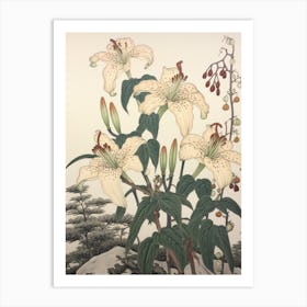 Himeyuri Okinawan Lily 3 Vintage Japanese Botanical Art Print