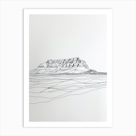 Table Mountain South Africa Line Drawing 1 Art Print