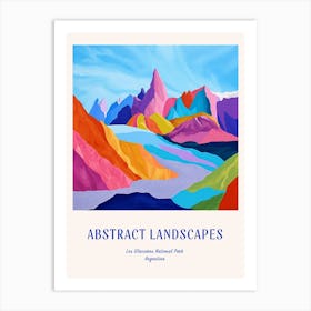 Colourful Abstract Los Glaciares National Park Argentina 5 Poster Blue Art Print