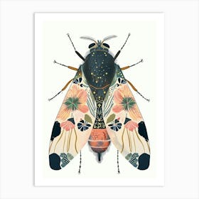 Colourful Insect Illustration Fly 16 Art Print