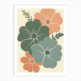 Flowers On A Beige Background 9 Art Print