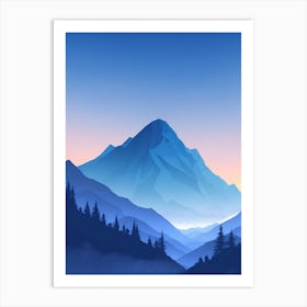 Misty Mountains Vertical Composition In Blue Tone 114 Art Print