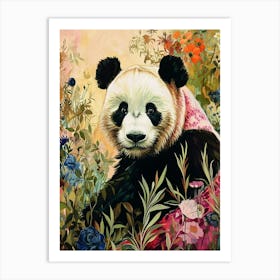 Floral Animal Painting Giant Panda 3 Art Print