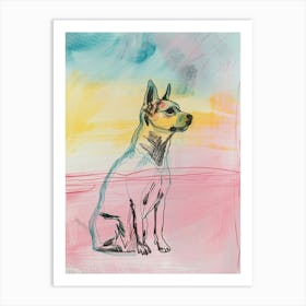 Colourful Portuguese Podengo Pequeno Dog Abstract Line Illustration 3 Art Print