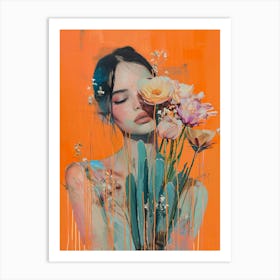 Girl With Flowers 1 Art Print