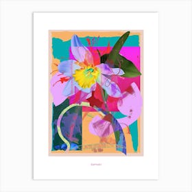 Daffodil 2 Neon Flower Collage Poster Art Print