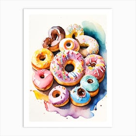 A Buffet Of Donuts Cute Neon 4 Art Print