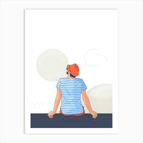 Man Sitting On The Ledge Art Print