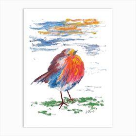 Colourful Robin painting Art Print