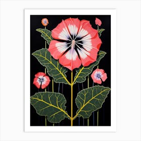 Hollyhock 3 Hilma Af Klint Inspired Flower Illustration Art Print