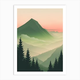 Misty Mountains Vertical Composition In Green Tone 10 Art Print