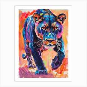 Black Lioness On The Prowl Fauvist Painting 1 Art Print